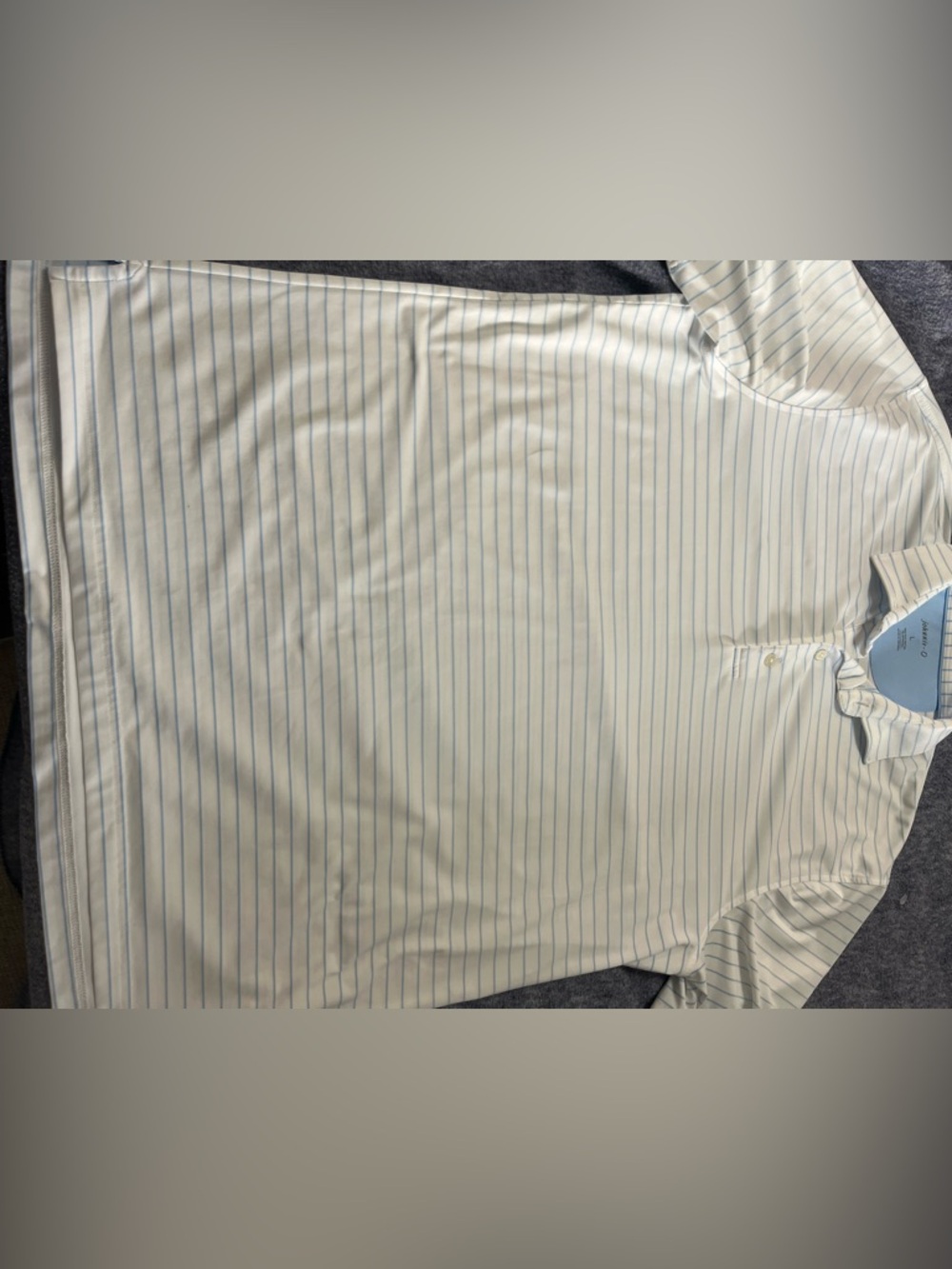 Johnnie-O Men's Performance golf Polo White And Blue Stripe Mens Large